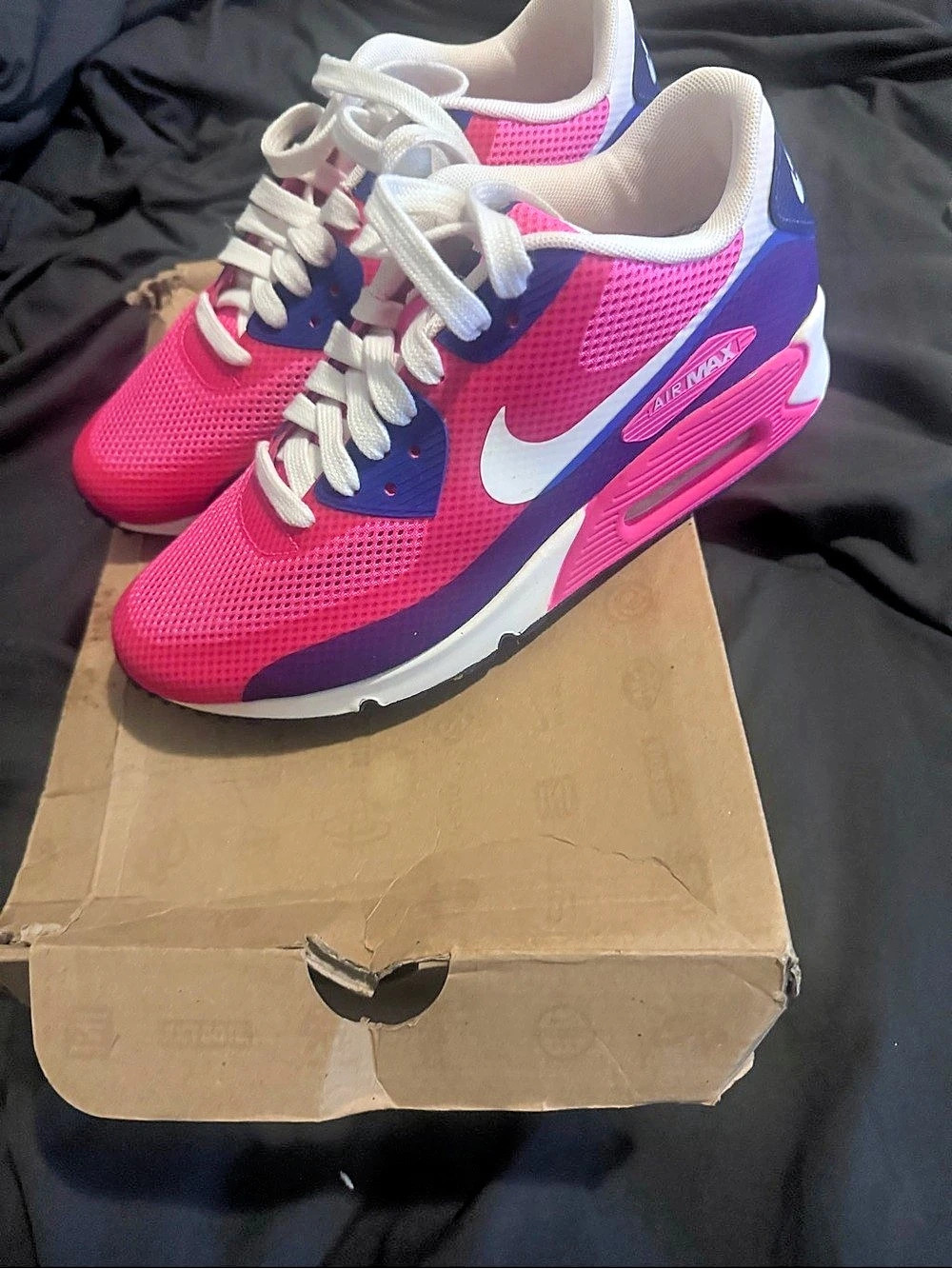 Nike Wmns Air Max 90 Hyperfuse PRM 'Pink Flash' Sneakers Pink & Purple - Picture 2 of 3